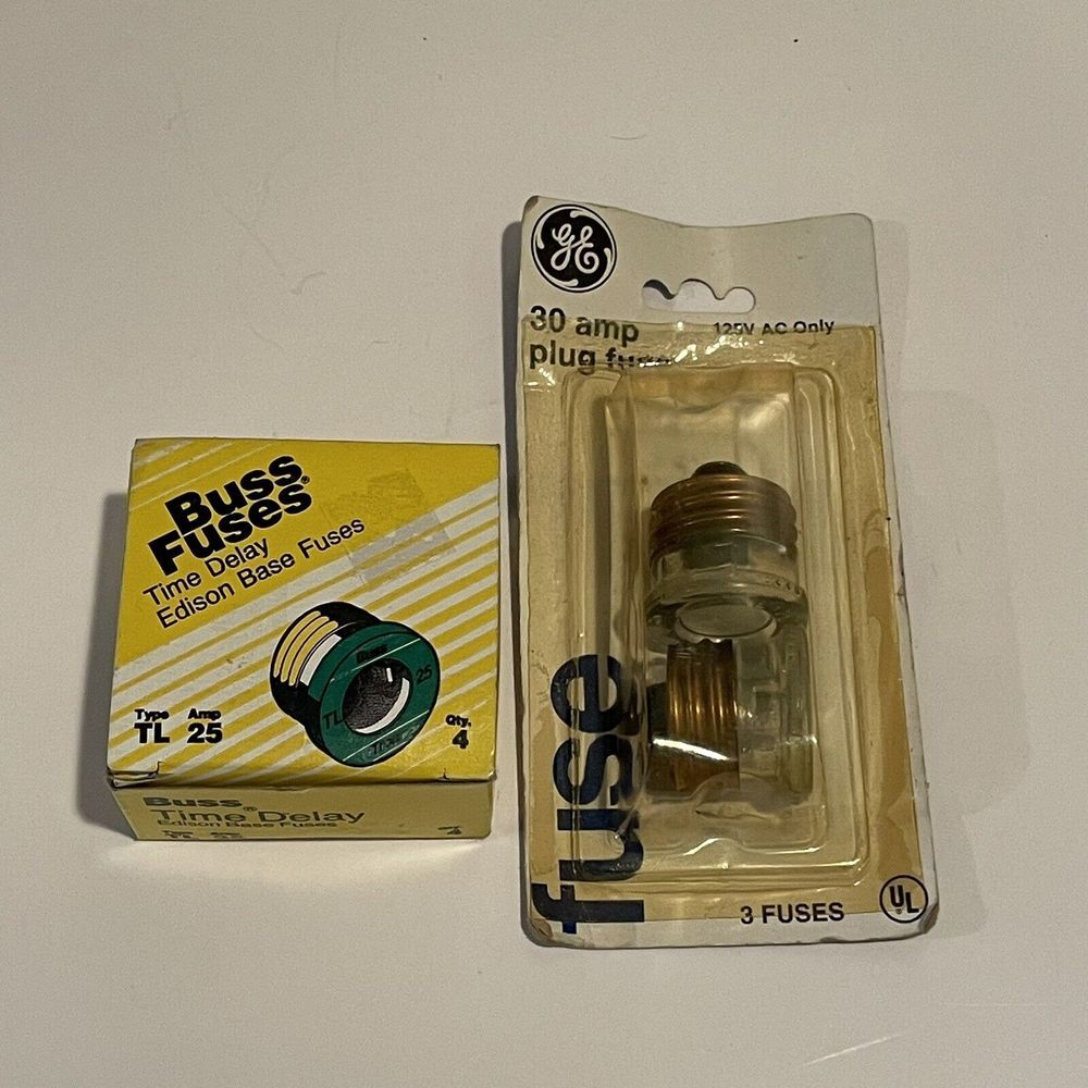 Bussmann & GE Screw In Fuse LOT (3) TL 25 & (2) GE 30 Amp